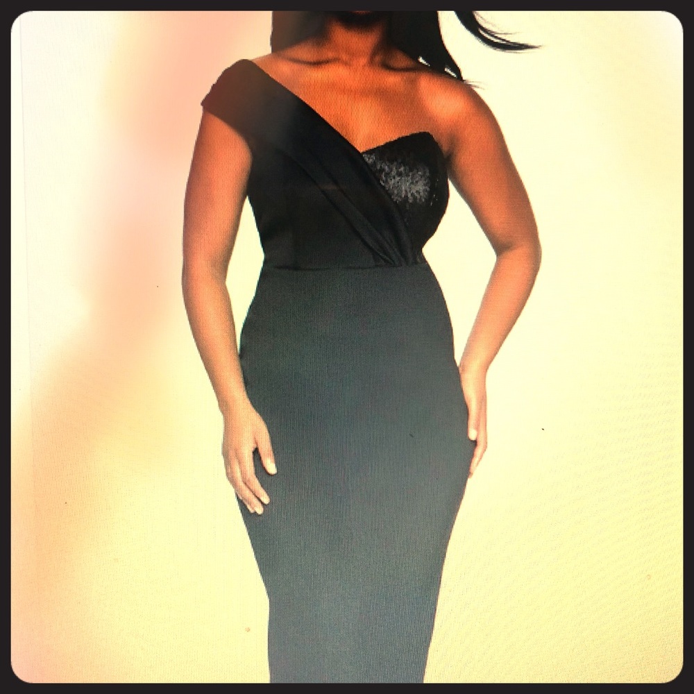 Black Cocktail One Shoulder Dress